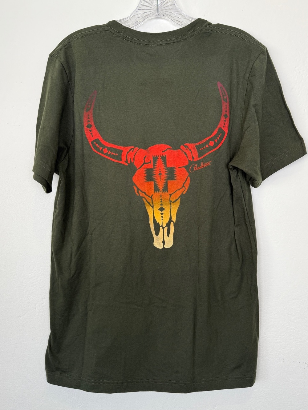 Pendleton Size M Harding Skull Graphic Dark Green Short Sleeve T-Shirt